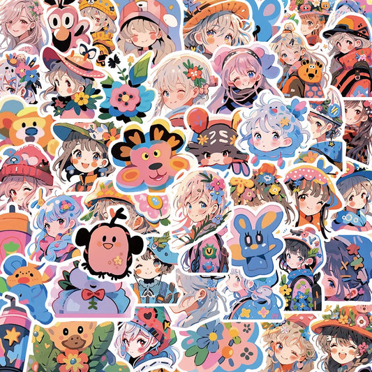 Anime Girl Stickers Pack - Laptop, Phone, Suitcase, Scrapbook, Guitar Decoration