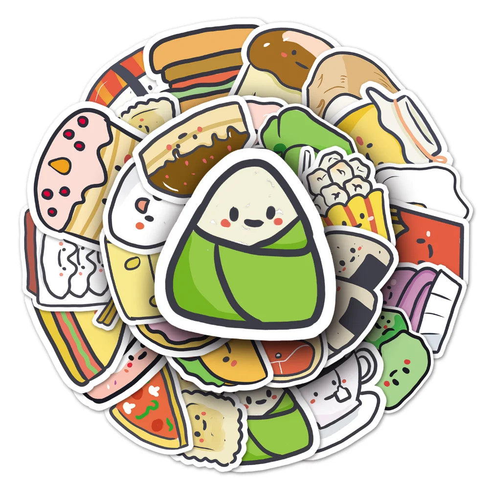 10/50Pcs Cartoon Gourmet Food Graffiti Stickers for Luggage Laptop Skateboard Notebook Stickers Children Toys Wholesale