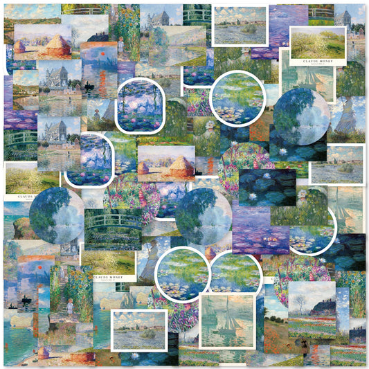 46pcs Oil Painting Theme Stickers for Notebook, Water Bottle, Skateboard, DIY Decor