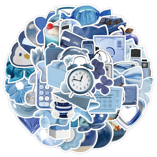 Blue Cartoon Graffiti Stickers Pack - Laptop, Notebook, Suitcase, Wall Decor