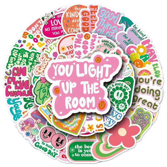 Kawaii Cartoon Motivational Stickers for Laptop, Phone, Luggage - 10/30/50pcs