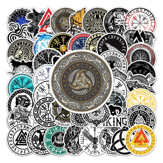 50Pcs Viking series Cartoon Cute Waterproof Sticker Skateboarding Snowboard Retro Vinyl Sticker