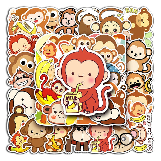 Kawaii Monkey Stickers for Laptop, Skateboard, Stationery, Kids Gift