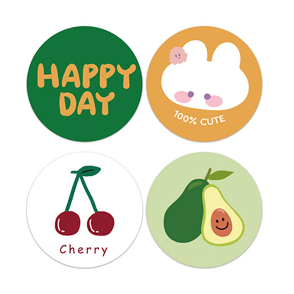 100-500pcs Round Happy Day Stickers For Envelope Seal Labels Gift Packaging Decor Birthday Party Scrapbooking Stationery Sticker