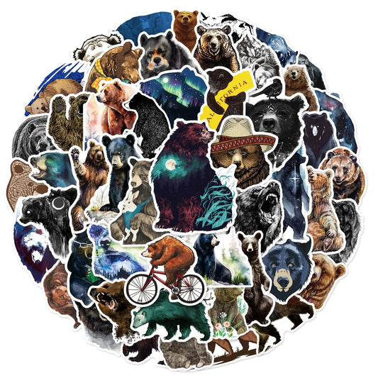 Wild Bear Stickers Pack: Graffiti Grizzly for Scrapbooking, Guitar, Laptop, Phone, Suitcase, Helmet