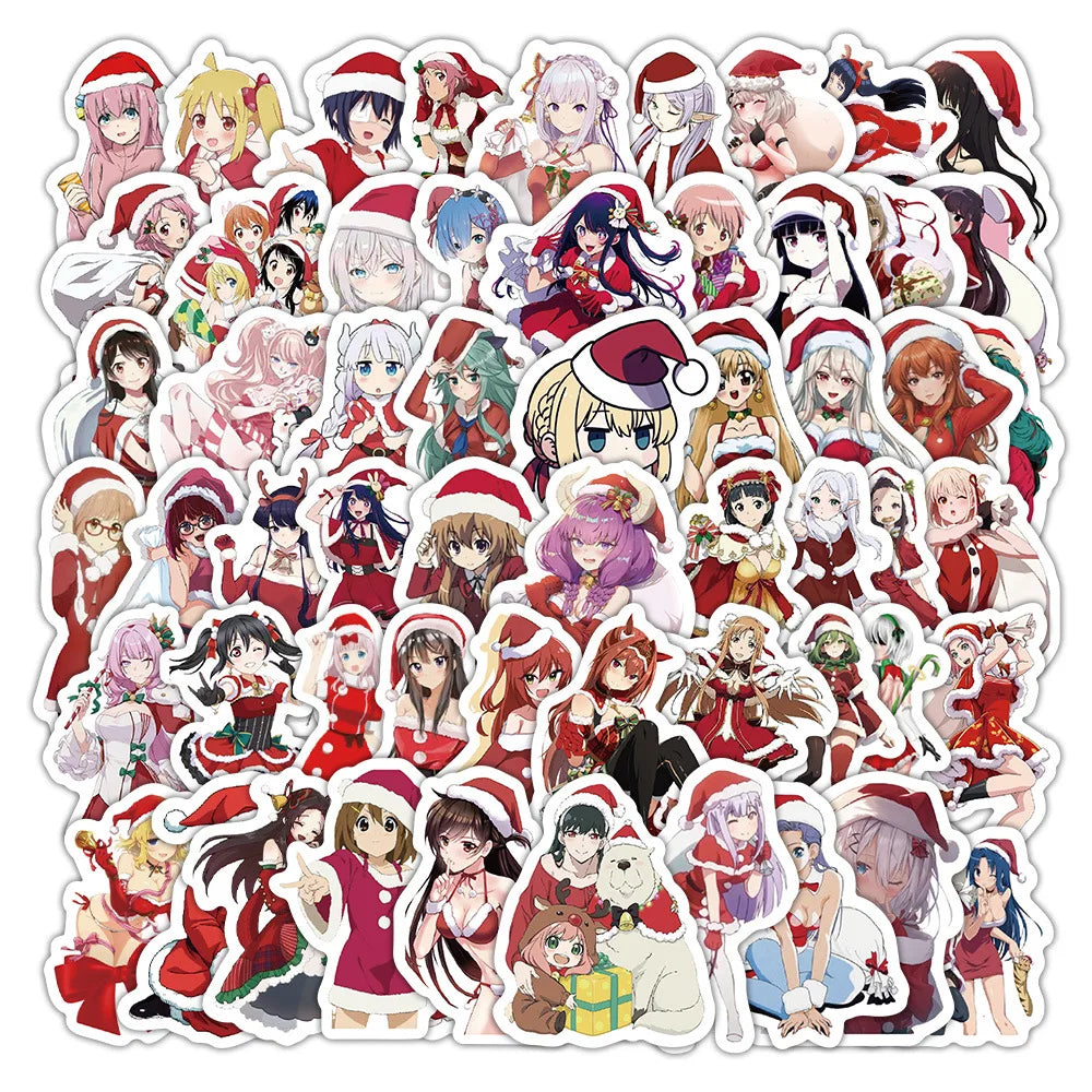 Anime Christmas Girl Stickers PVC Waterproof Skateboard Notebook Graffiti Toys