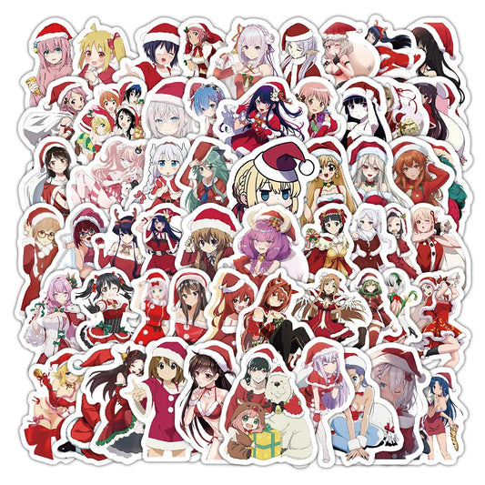 Anime Christmas Girl Stickers PVC Waterproof Skateboard Notebook Graffiti Toys