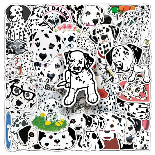 50pcs Dalmatian Cartoon Stickers for Laptop, Phone, Water Bottle, Car, Suitcase, Refrigerator