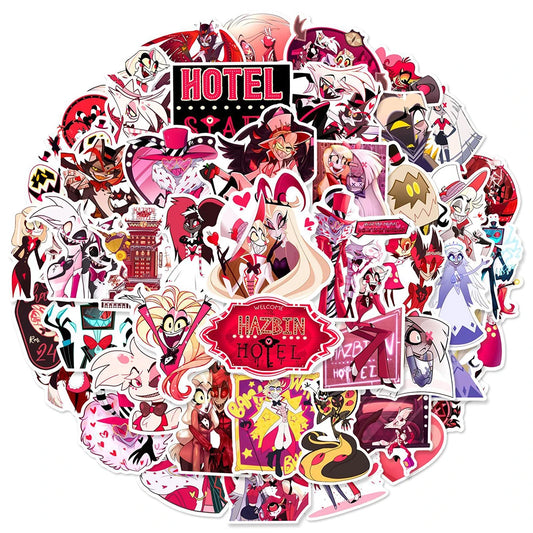 Hazbin Hotel Helluva Boss Stickers 10/30/56pcs Anime Decals for Laptop, Helmet, Fridge, Notebook, Skateboard, Car