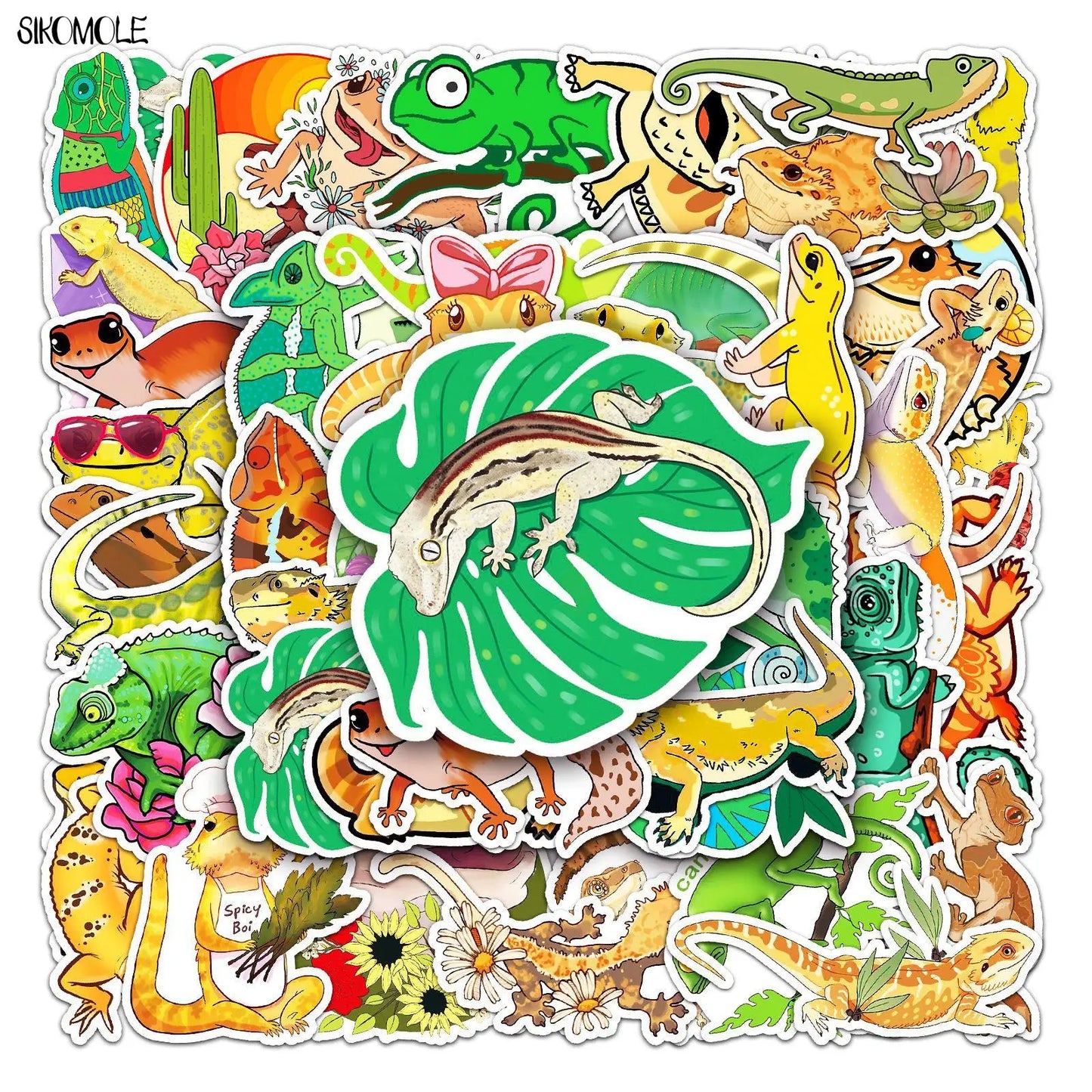 Cartoon Lizard Stickers Pack for Kids DIY Toys Skateboard Laptop Phone Decals