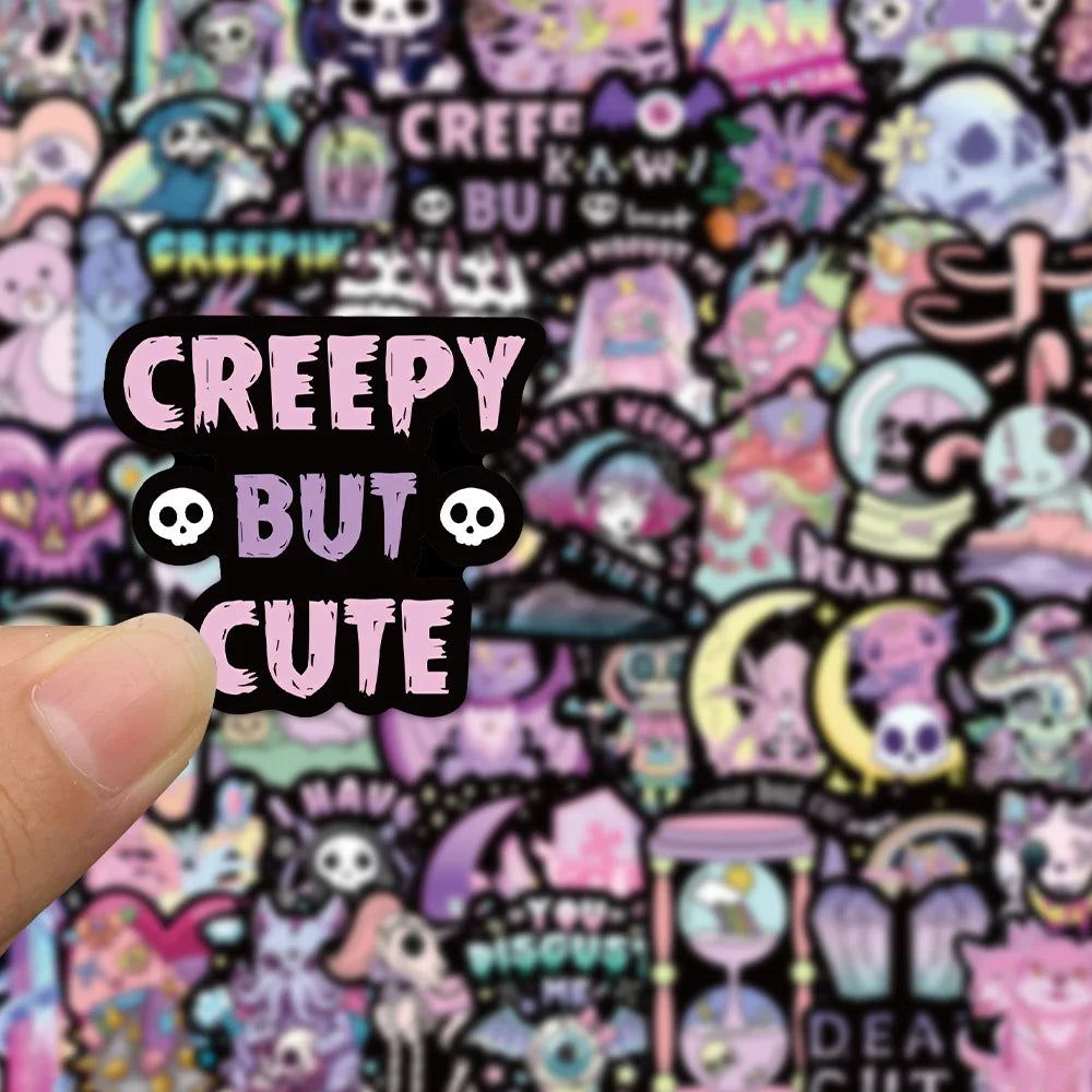 10/30/56pcs Cute Gothic Dark Horror Stickers Halloween Imp Skull Cartoon Decals for Kids Notebook Laptop Guitar Car Sticker Toy