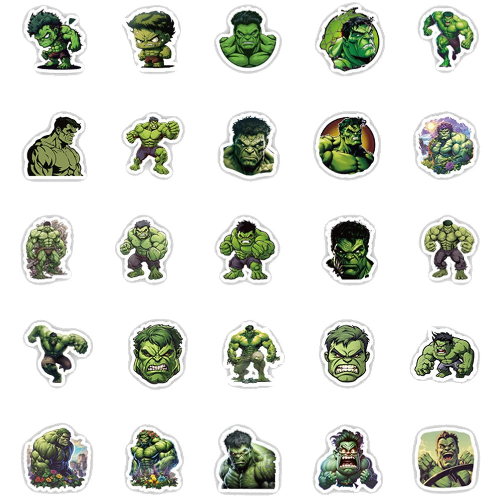 10/30/50pcs Cool Disney Marvel Super Hero Hulk Waterproof Stickers Anime Decals Laptop Car Phone Bike Cartoon Sticker Kids Toys