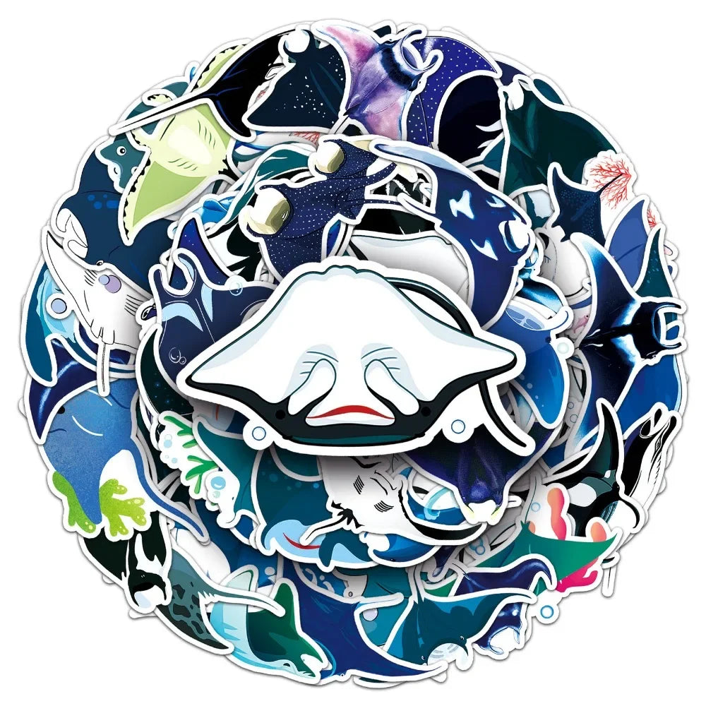 10/50Pcs Manta Rays Stickers Decal Vinyl for DIY Stationery Scrapbooking Guitar Laptop Skateboard Stickers 2024