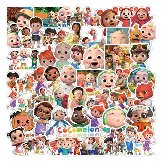 50pcs COCOMELON Cartoon Stickers for Laptop, Phone, Car, Scooter, Water Bottle, Suitcase, Refrigerator