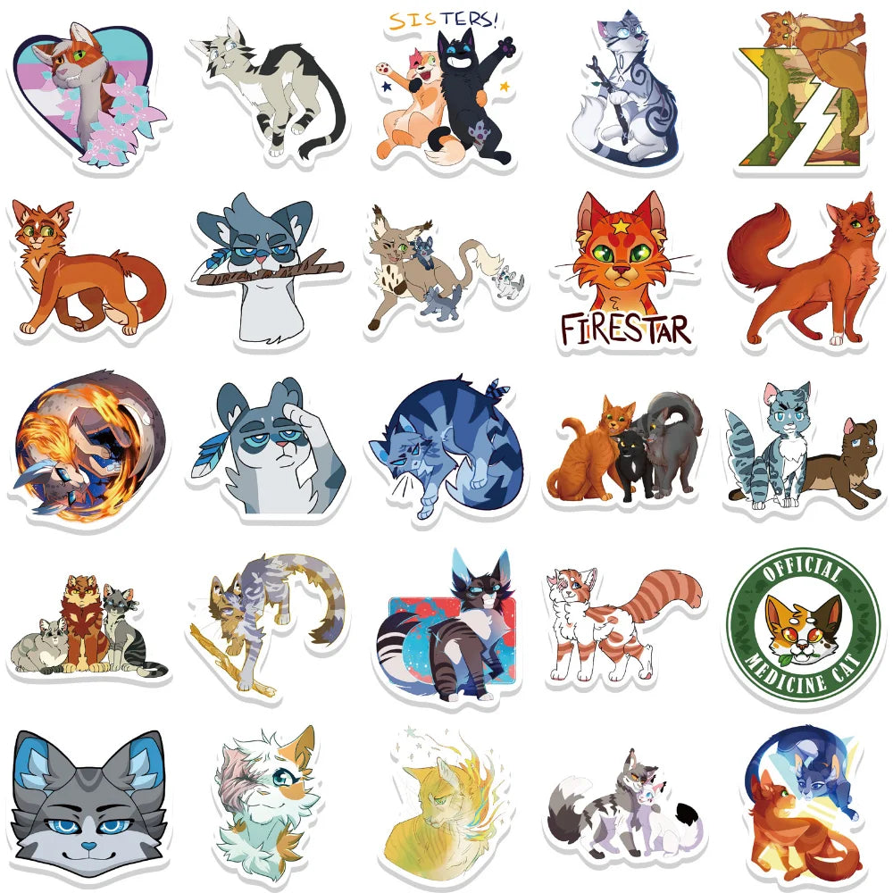 10/52pcs Cartoon Warriors Cats Stickers For Car Laptop Waterproof Decal Graffiti Sticker for Kids Toys Gifts 2023