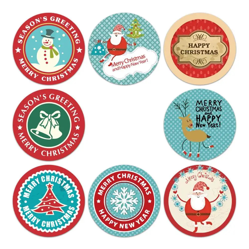 100-500pcs Merry Christmas DIY Handmade Sticker Package Thank You Label Sealing Stickers Party Festive Decor Supplies Children