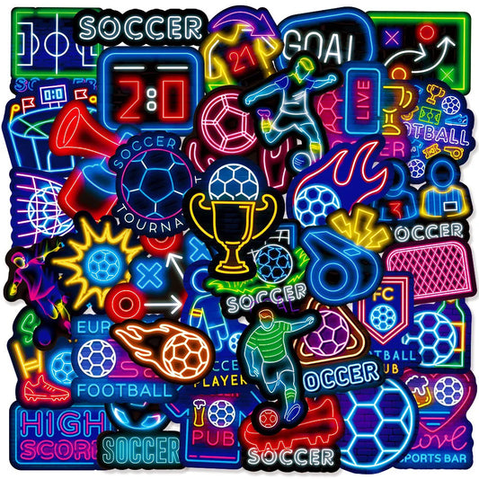 Neon Football Soccer Stickers for Laptop Luggage Skateboard Kids Toy
