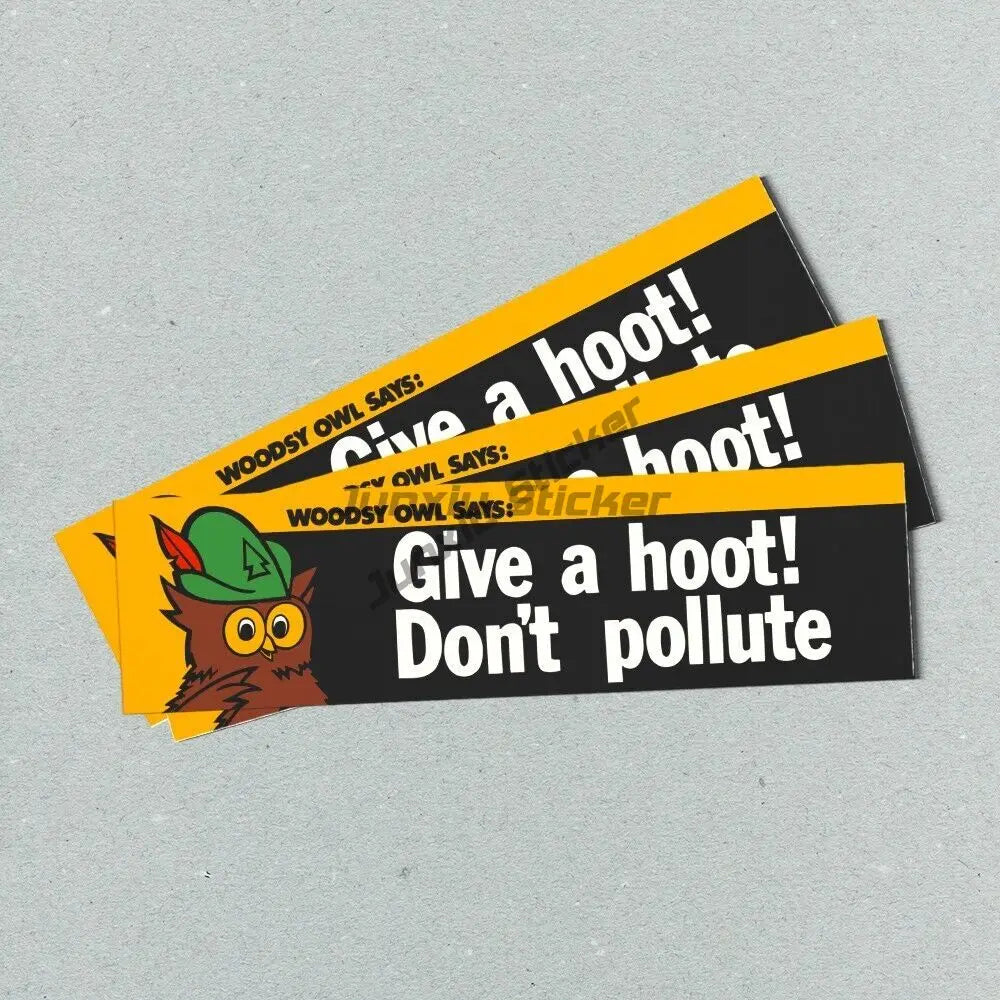 WOODSY OWL Non polluting bumper stickers - retro advertising style 80s 90s - Laptop Accessories sticker GUITAR