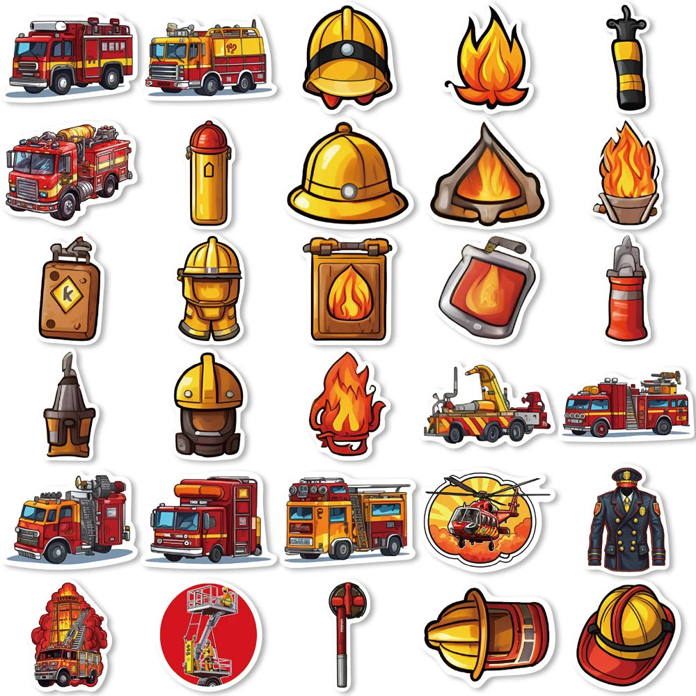 10/30/61pcs Fire Hero Firefighter Stickers Fireman Decal Laptop Suitcase Motorcycle Car Phone Decoration Sticker Kid Classic Toy