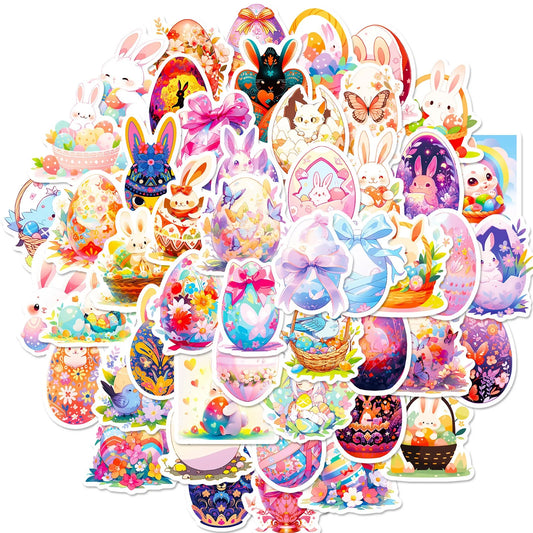 10/50PCS Cute Easter Bunny Rabbit Eggs Stickers DIY Scrapbooking Skateboard Luggage Guitar Car Graffiti Decoration Sticker