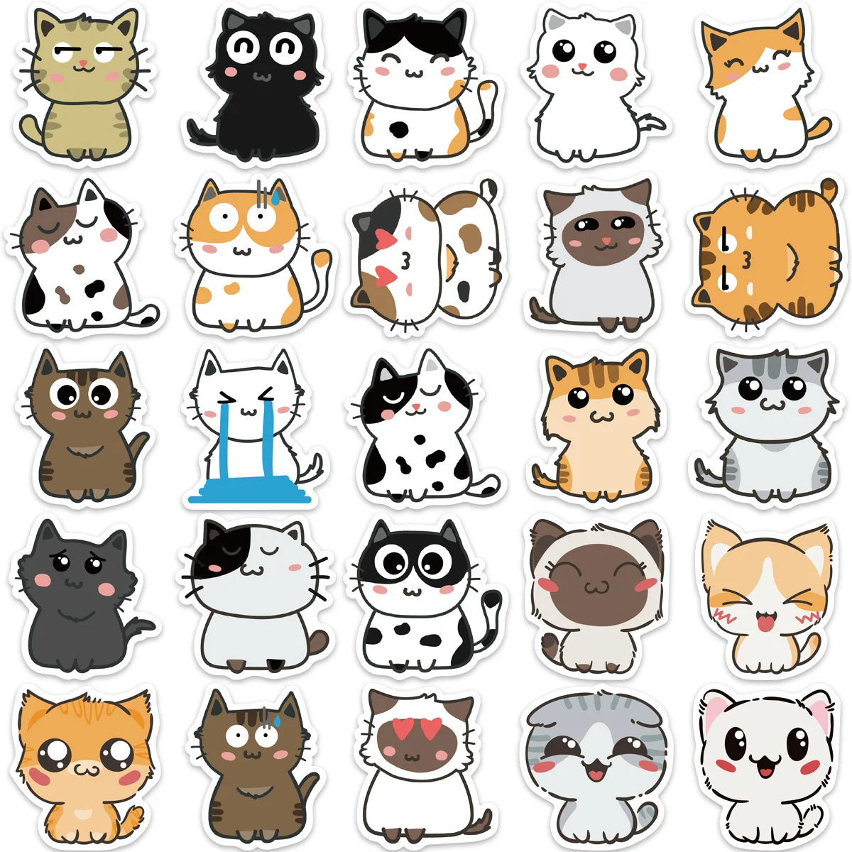 10/30/50PCS Cute Cats Stickers Kitten Animal Cartoon Decals Toys DIY Waterproof Notebook Scrapbook Phone Luggage Bike Decorative