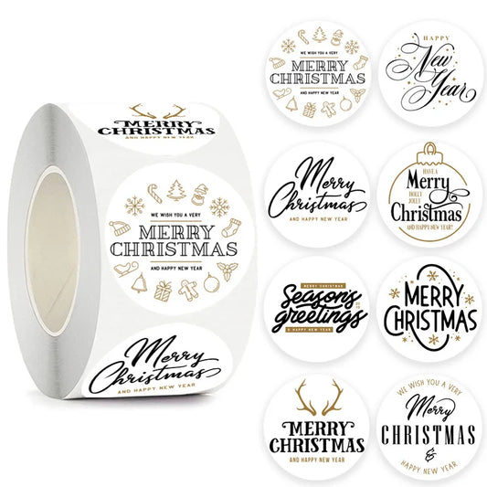 100-500pcs Merry Christmas Sticker Christmas Party Decoration Gift Box Sealed Sticker Envelope Sticker Home Decor Baking Tags