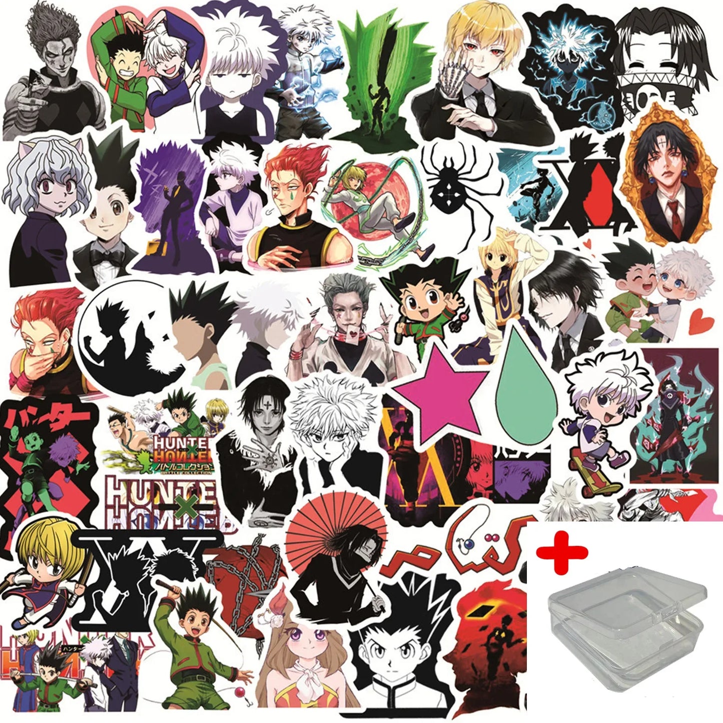 HUNTER×HUNTER Graffiti Stickers Pack - 50pcs for Helmet, Wall, Desktop Decoration with Storage Box