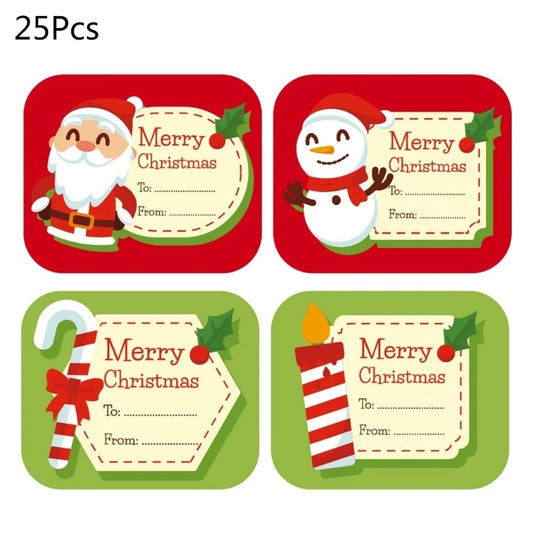 100pcs Merry Christmas Stickers Writable Name Tags Xmas Sticker Write On Labels Holiday Present DIY Gift Box Baking Card