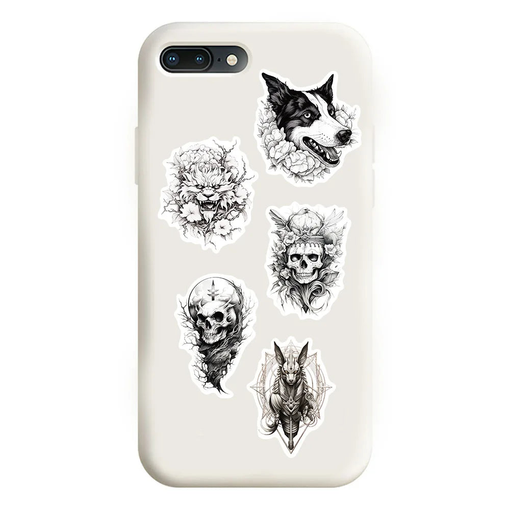 10/30/50pcs Black and white animal aesthetic decoration Sticker For Snowboard Laptop Luggage Car Fridge DIY Styling Vinyl