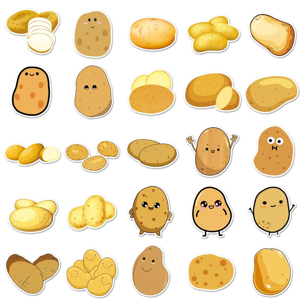 10/50PCS Cute Potato Cartoon Stickers For Motorcycles Luggage Computer Laptop Gift Car Phone Water bottle Notebook