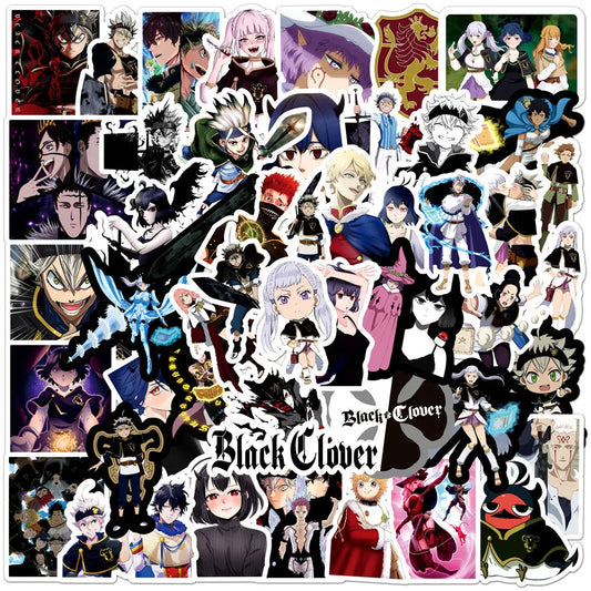 50pcs Black Clover Anime Stickers for Helmets, Walls, DIY Decoration Wholesale