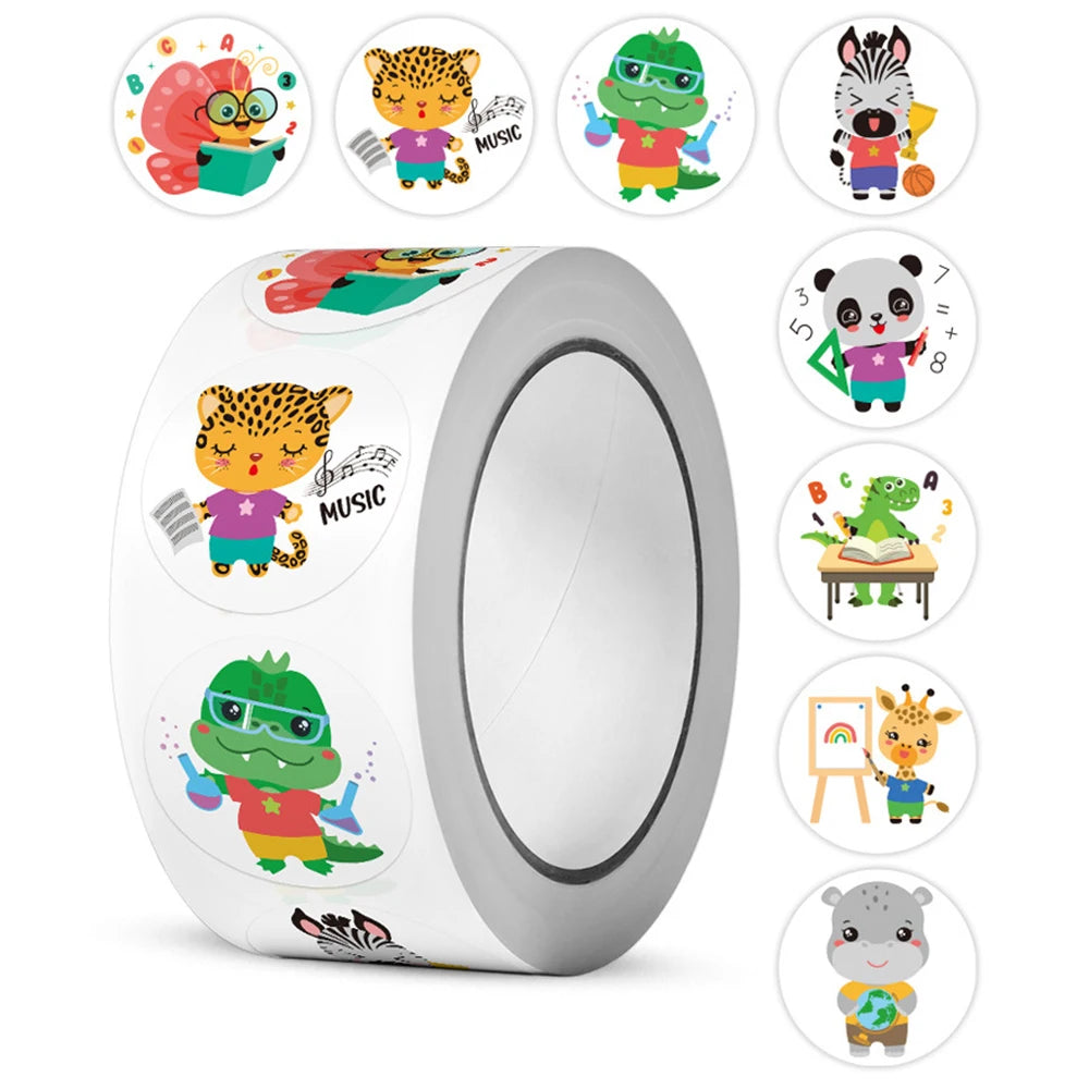 100-500pcs Cartoon Dinosaur Animal stickers for kid Teacher Reward Encourage Sticker Stationery for Boy DIY Sticker 1inch