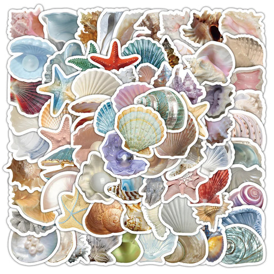 Shell Stickers 10/50/100pcs Aesthetic Conch Decals for Laptop, Phone, Fridge, Bike, Kids Gifts
