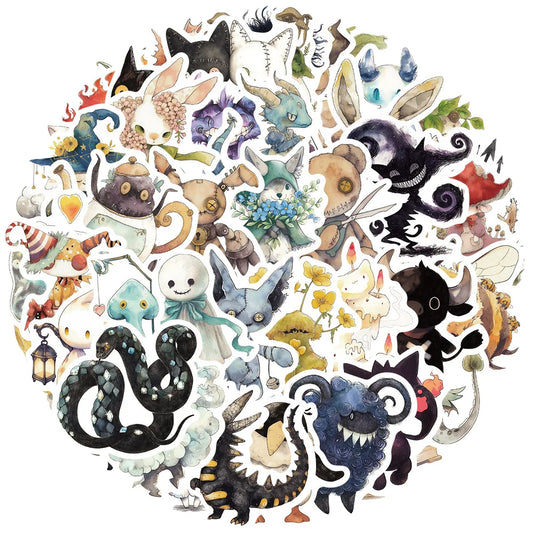 Absurd Fairy Tale Monster Stickers - 10/30/50Pcs for Suitcase, Skateboard, Laptop, Luggage, Phone