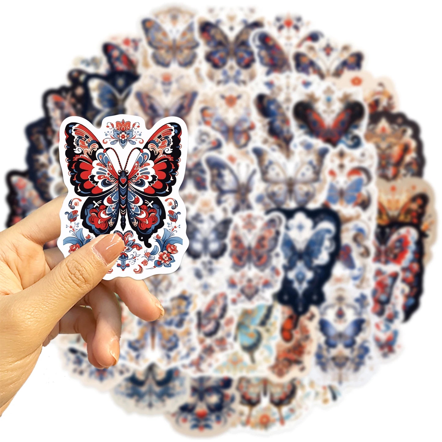 50pcs Retro Cartoon Butterfly Aesthetic Stickers Vinyl Laptop Decals For Luggage Water Bottle Notebook Phone Waterproof Graffiti