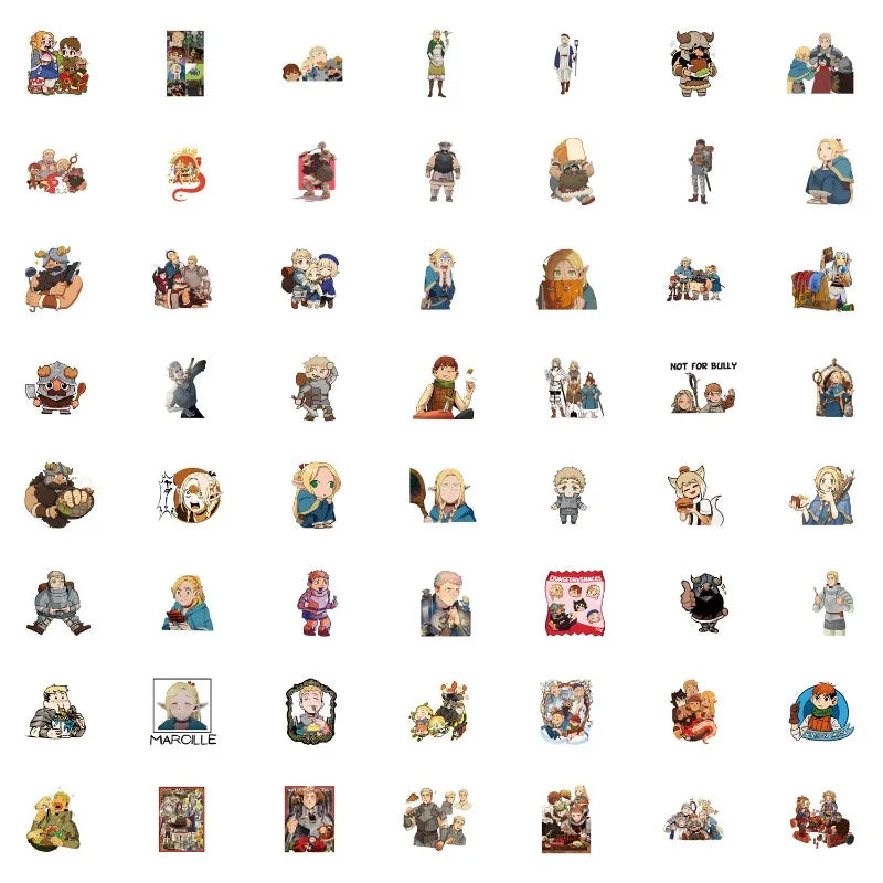 Delicious in Dungeon Anime Stickers for Suitcase, Water Cup, Phone, Laptop, Car, Scooter, Refrigerator Decoration