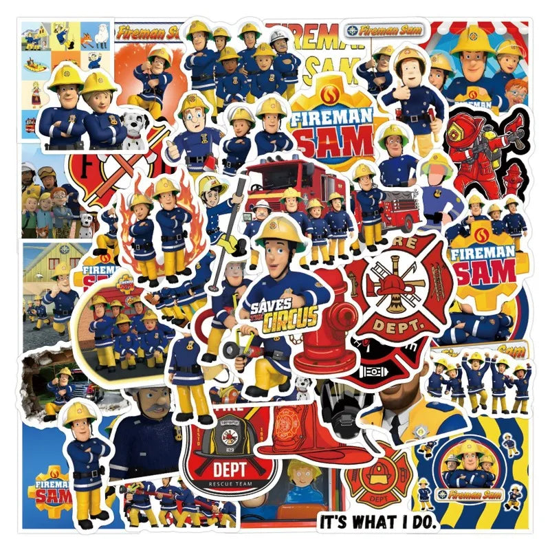 Fireman Sam Cartoon Sticker Pack - 55pcs for Suitcase, Water Cup, Phone, Laptop, Car, Scooter, Fridge