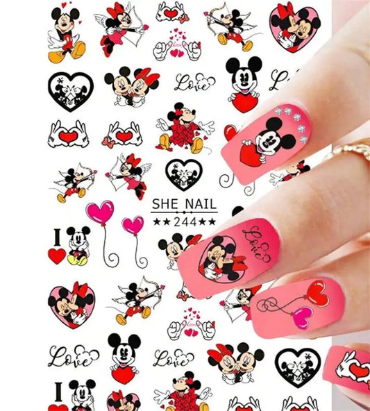 Disney Mickey 3D Nail Stickers Minnie Valentine's Christmas
