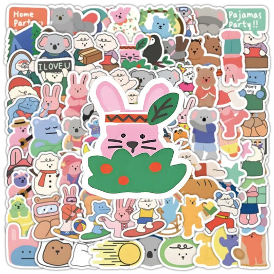 100pcs Kawaii Graffiti Stickers for Laptop, Phone, Car, Scooter, Water Bottle, Suitcase, Stationery, Refrigerator