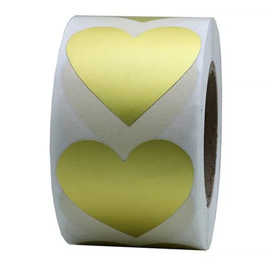 Gold Heart Seal Stickers: 100-500pcs for Wedding & Scrapbooking