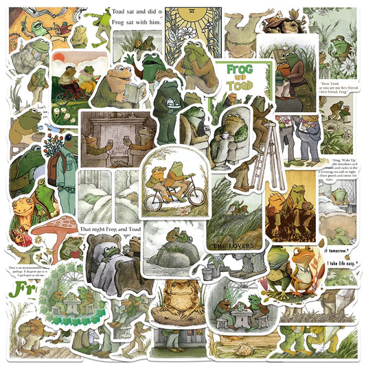 50PCS Frog and Toad Cartoon Stickers Waterproof Vinyl DIY Laptop Fridge Anime Decals Kid Gift
