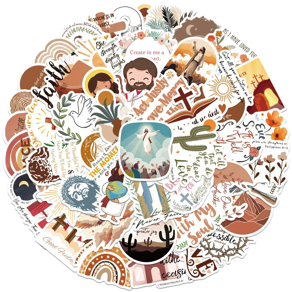 Cartoon Jesus Christian Stickers Bible Verse Faith Decals 10/30/50pcs