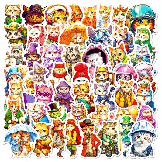 Cartoon Cat Stickers for Laptop, Suitcase, Phone, Scrapbook, Kids Toys (10/30/50pcs)