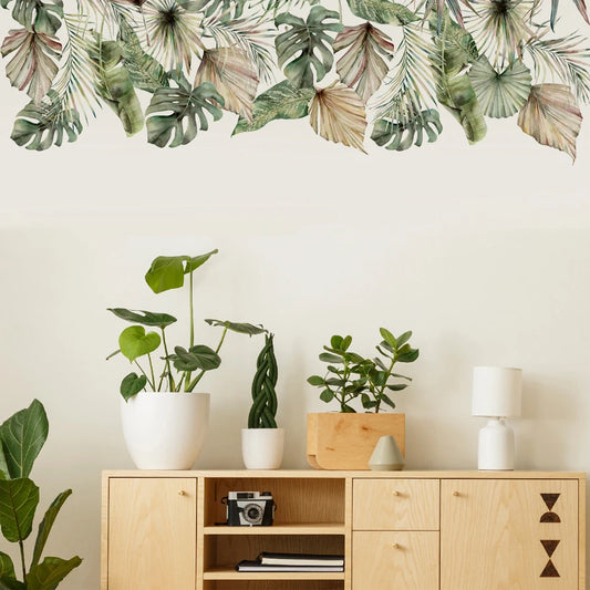 Watercolor Tropical Palm Leaves Wall Decal Stickers Home Decor