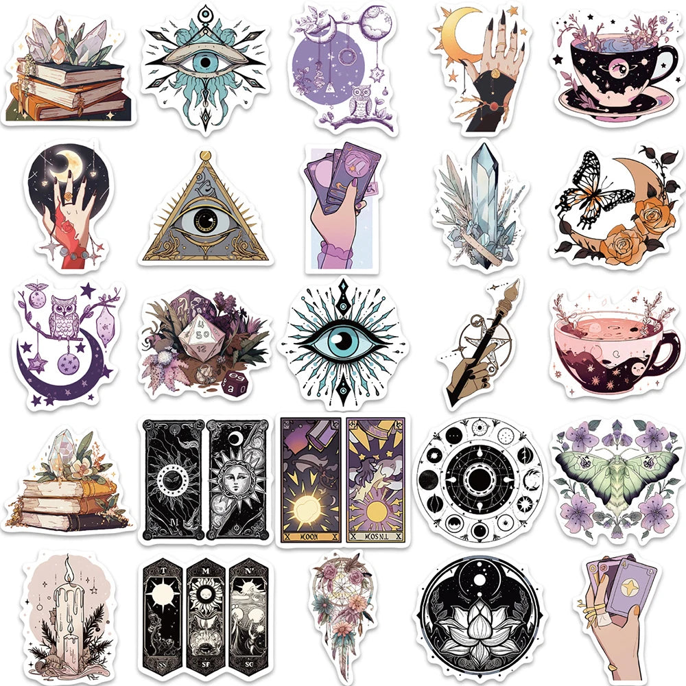 10/30/50pcs Bohemian Gothic Magic Witch Graffiti Stickers Decals Laptop Phone Luggage Skateboard Car Decoration Sticker Kid Toy