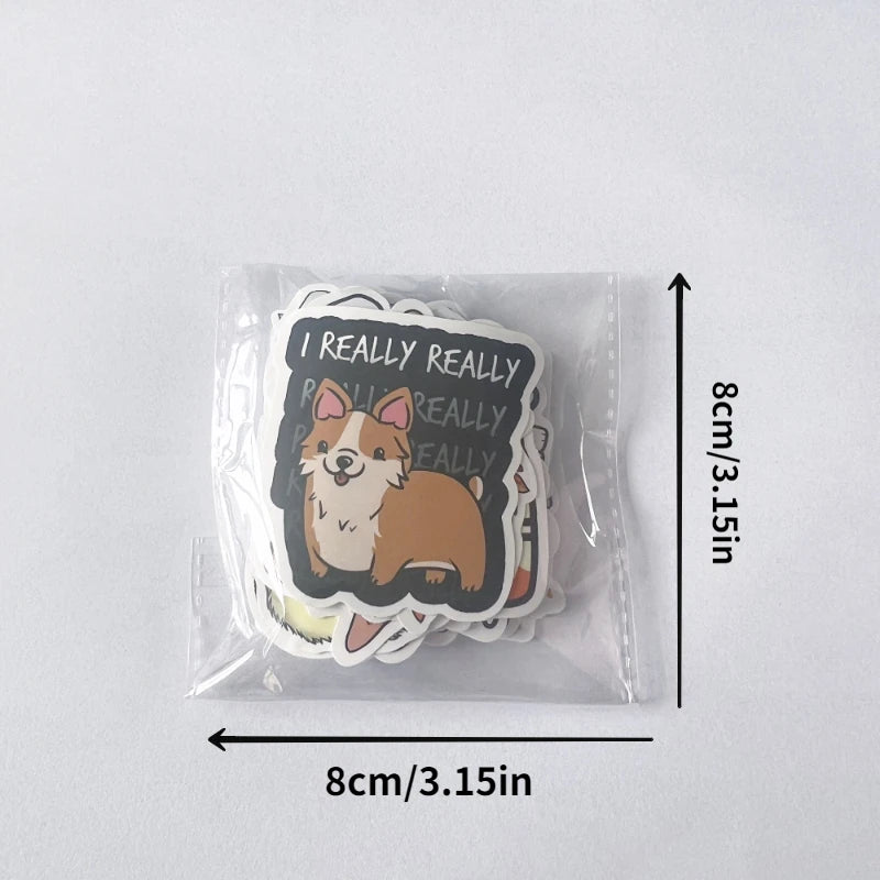 50 pcs/pack Kawaii Corgi Waterproof PVC Journal Decorative Stationery Craft Stickers Scrapbooking DIY Diary Album Stick Label