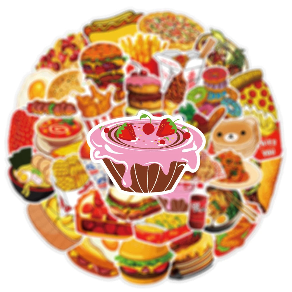 10/30/50pcs Delicious Food and Drink Sticker Packs