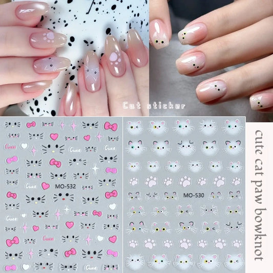 Cute Cat Nail Art Stickers - Self Adhesive Decals