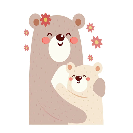 Cartoon Bear Flower Wall Stickers for Girls Room Decor