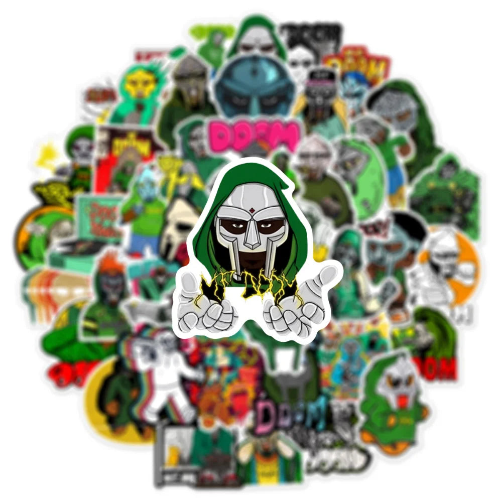 10/50Pcs Hip Hop Rapper Mf Doom Stickers Singer Fan Gift DIY Decoration Phone Cup Luggage Scrapbook Laptop Helment Guitar Decal